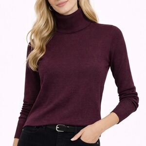 GAP 100% Merino Wool Turtleneck Sweater In Tuscan Red Purple Women Size Medium